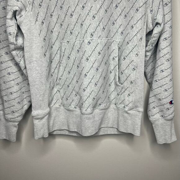 Champion Men's Reverse Weave Pullover Hoodie All Over Print Size Medium Gray - Picture 4 of 9